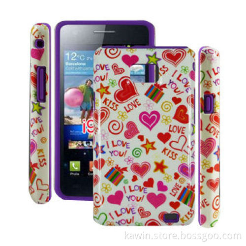 Water Transfer Printing PC + Silicone Cover for Samsung Galaxy S2